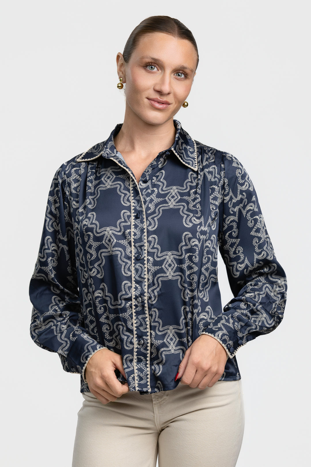 Navy Ivory Sketched Rodeo Kodie Shirt
