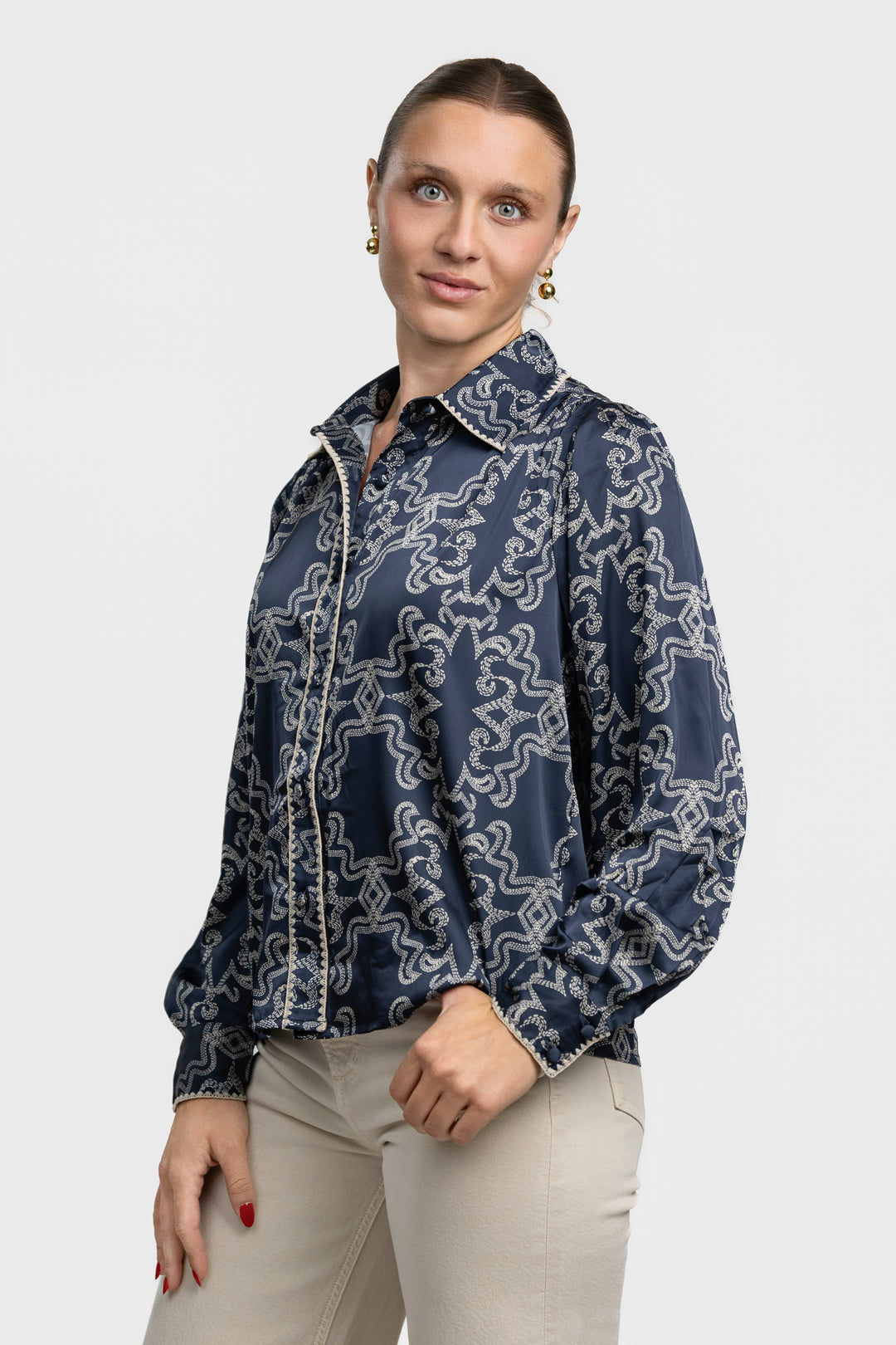 Navy Ivory Sketched Rodeo Kodie Shirt