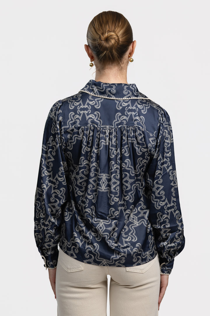 Navy Ivory Sketched Rodeo Kodie Shirt