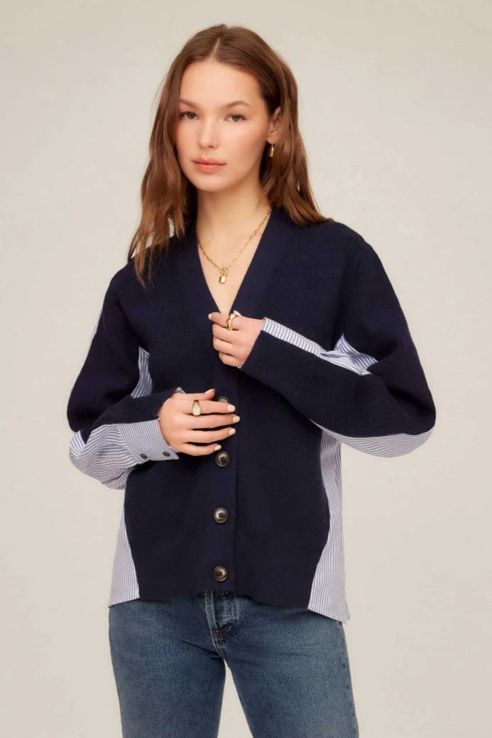 Navy Mixed Media Celine Cardigan