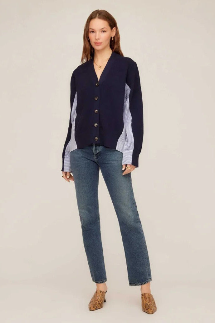 Navy Mixed Media Celine Cardigan