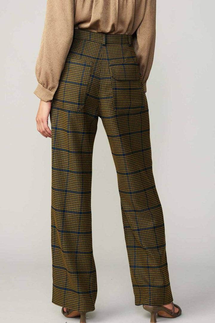 Navy & Olive Checkered Wide Leg Pant