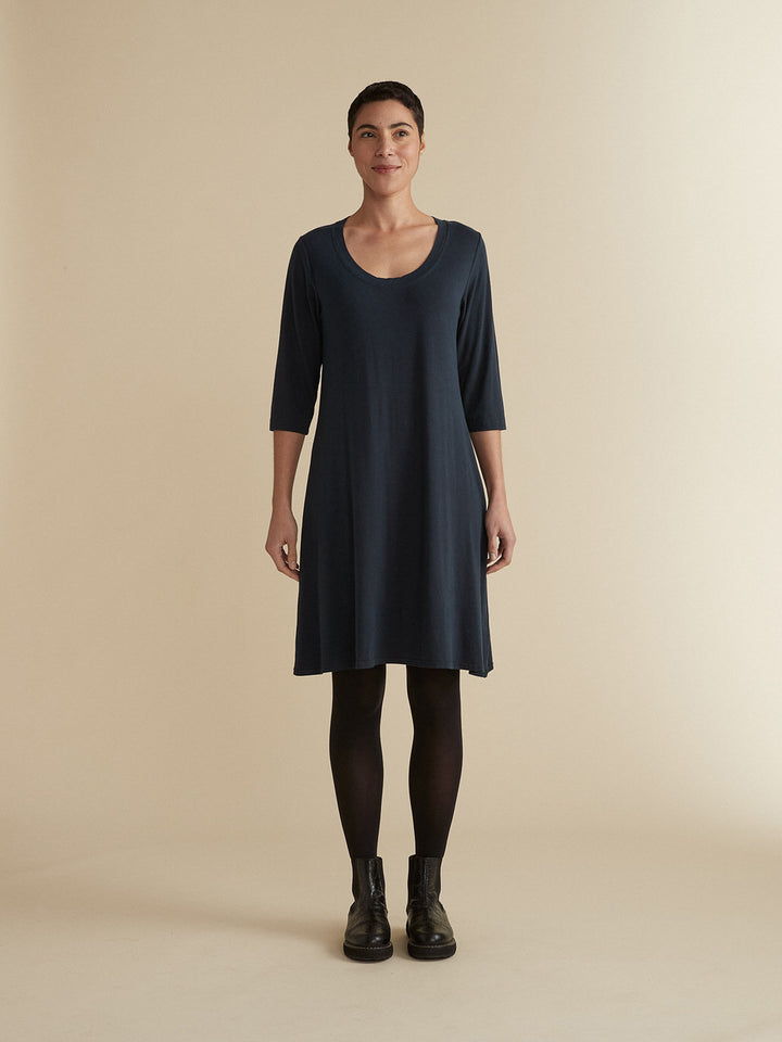 Night Blue Scoop Neck Dress