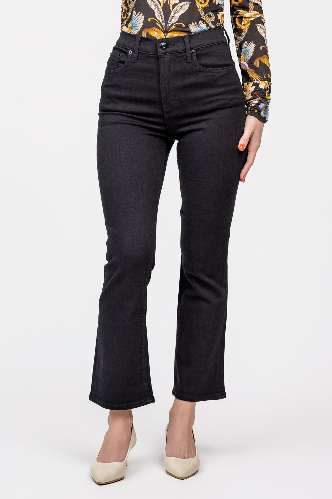 Noir High Rise Crop Boot Lennon Jean
