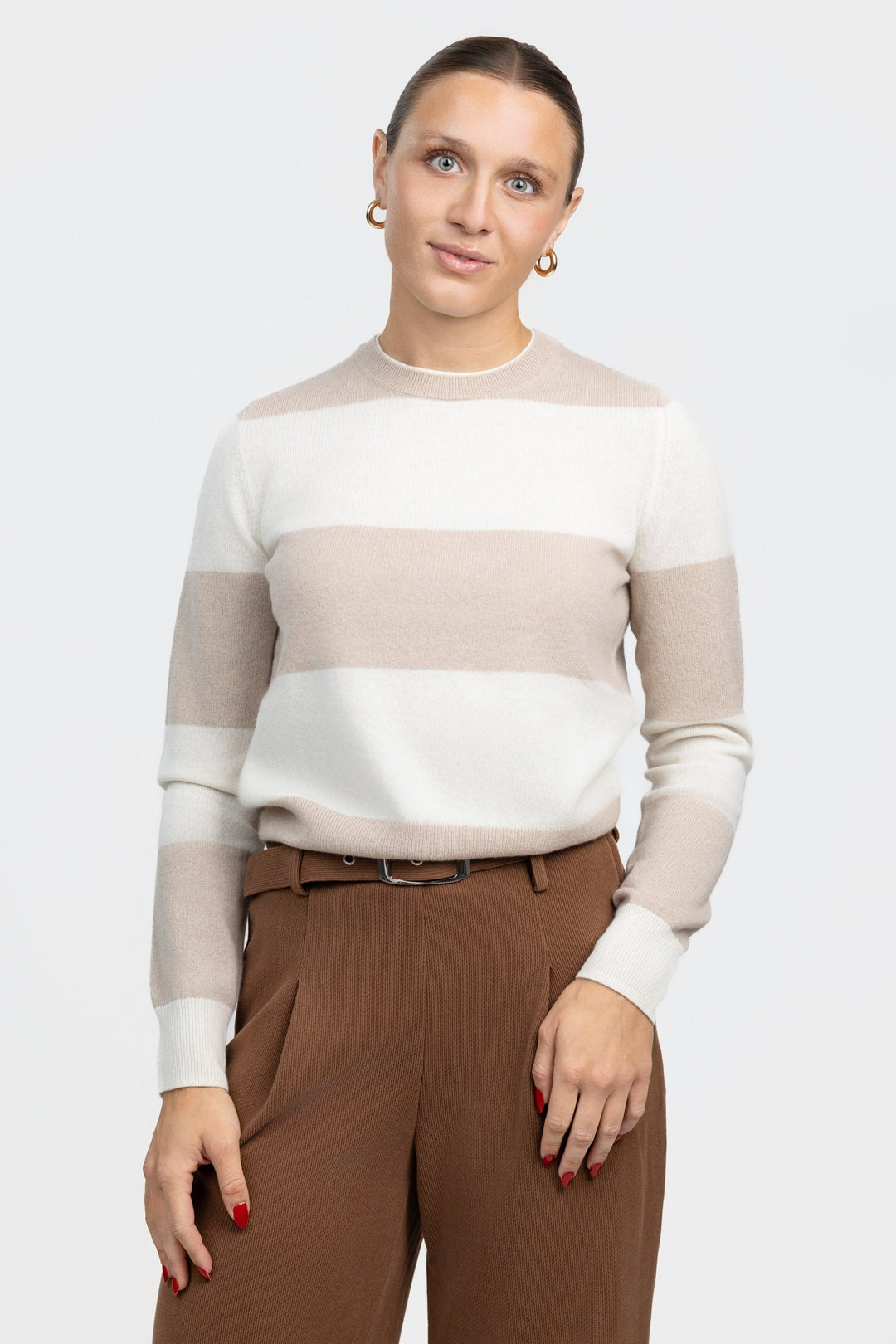 Oatmeal Ecru Rugby Stripe Sweater