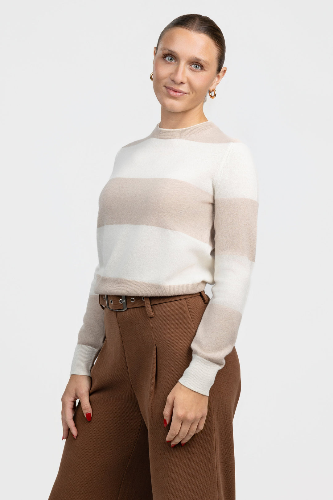 Oatmeal Ecru Rugby Stripe Sweater