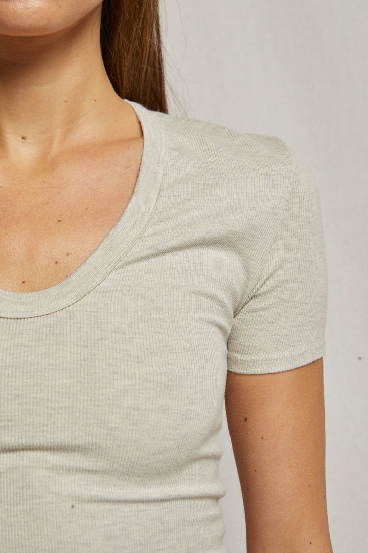 Oatmeal Ribbed Cotton Avril Tee