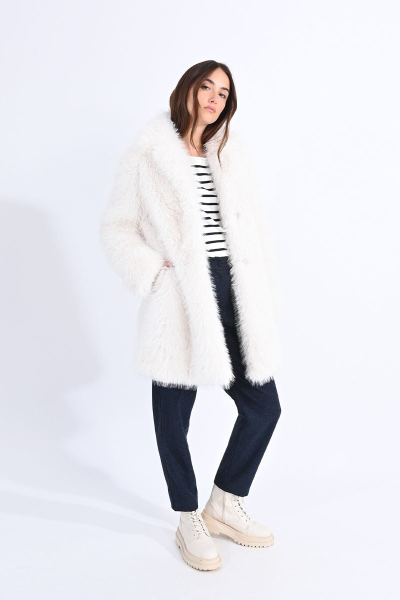 Off-White Faux Fur Coat