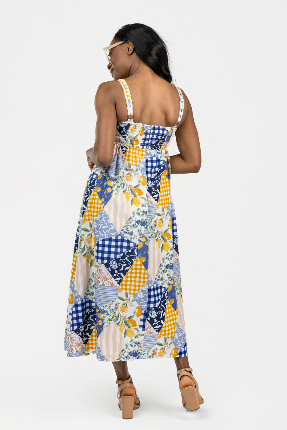 Off White Blue Multi Midi Dress
