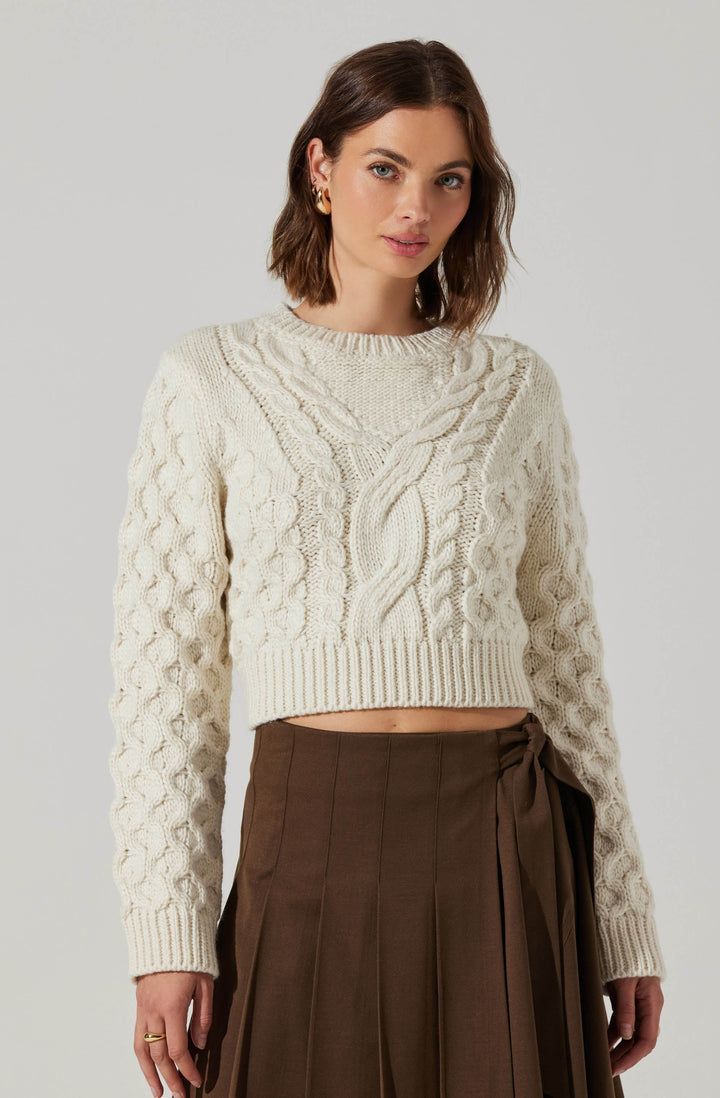 Off White Cable Knit Caila Sweater