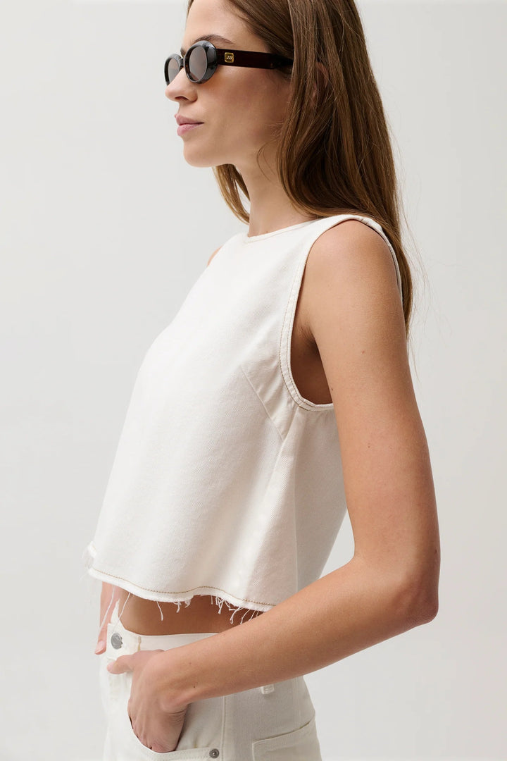 Off White Cropped Rue Top