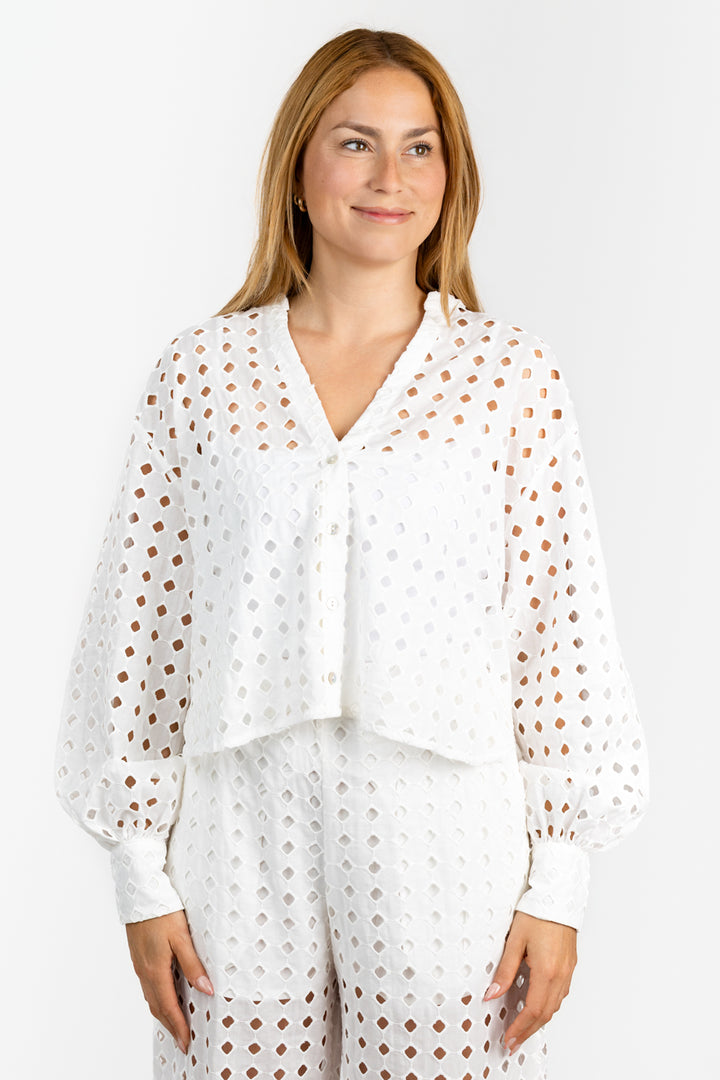 Off White Eyelet Shirt