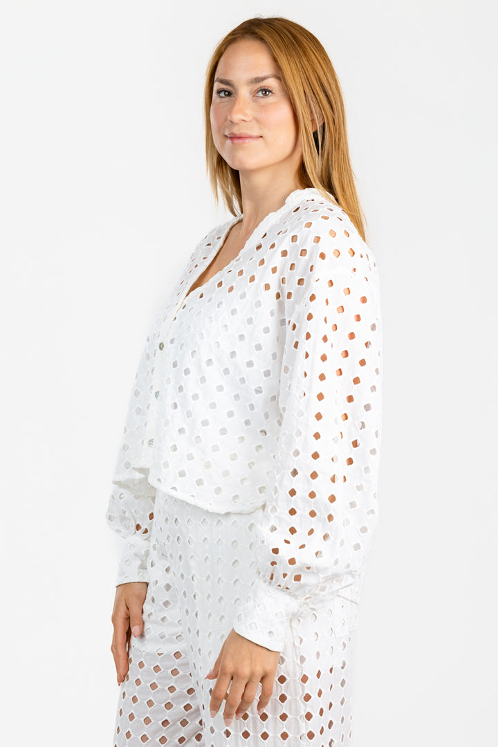 Off White Eyelet Shirt