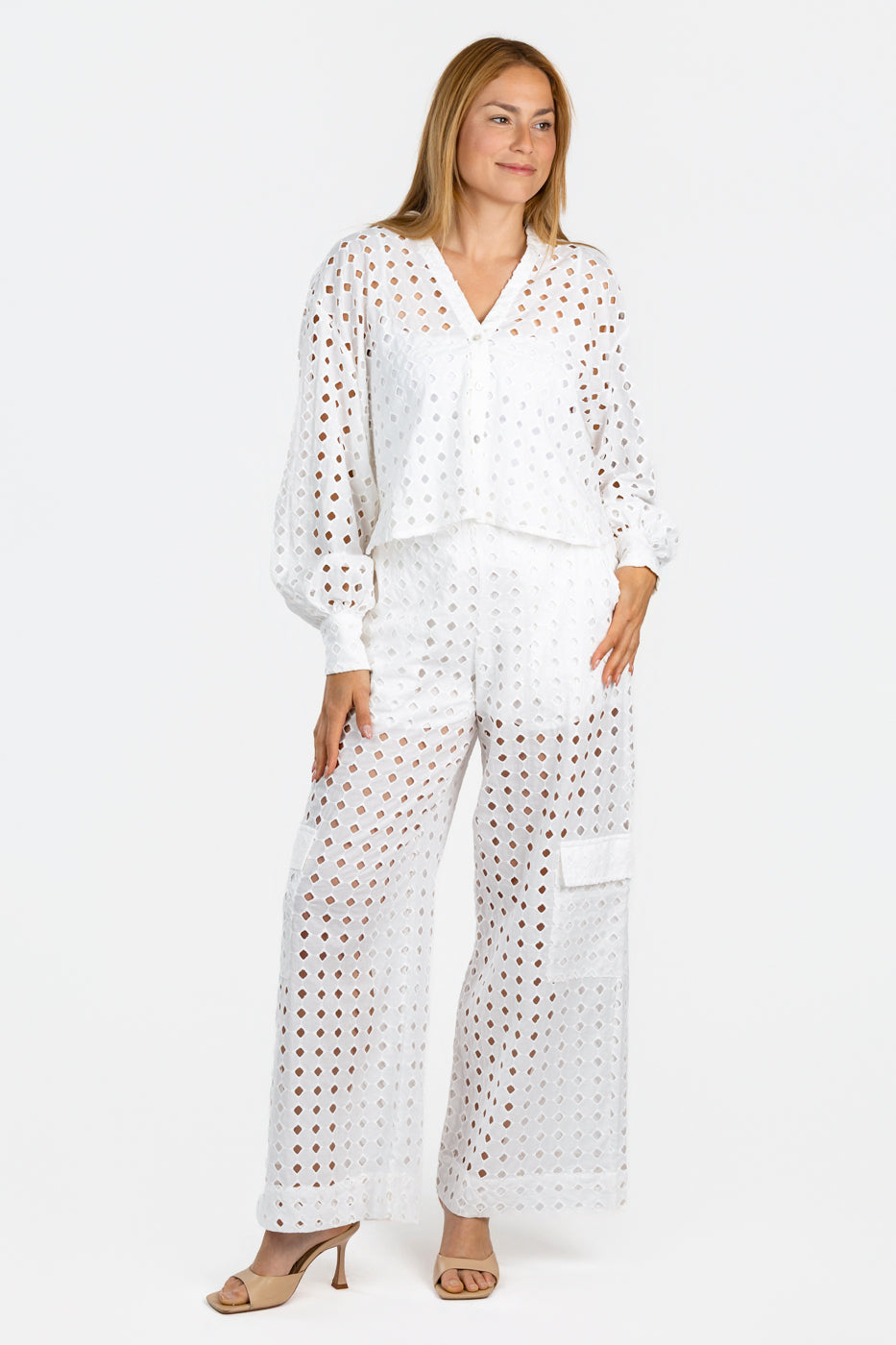 Off White Eyelet Shirt