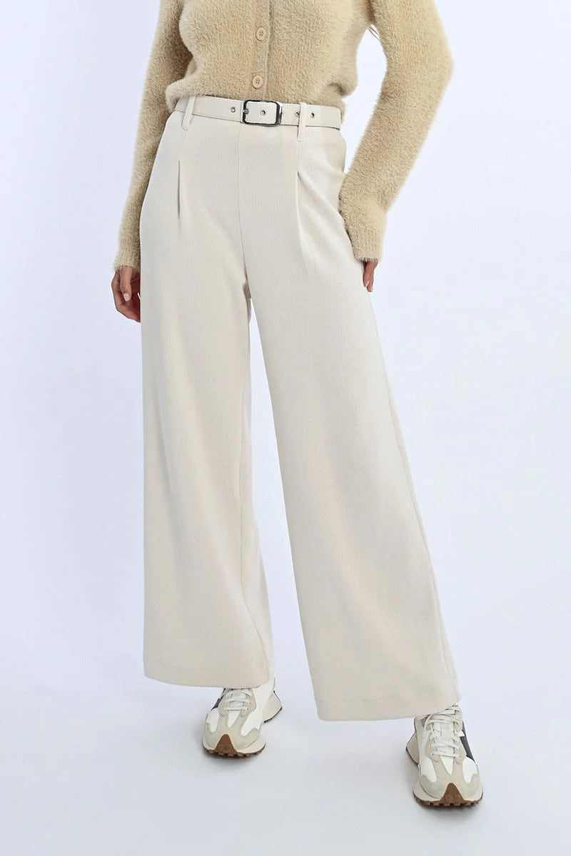 Off White High Waist Wide Leg Pant