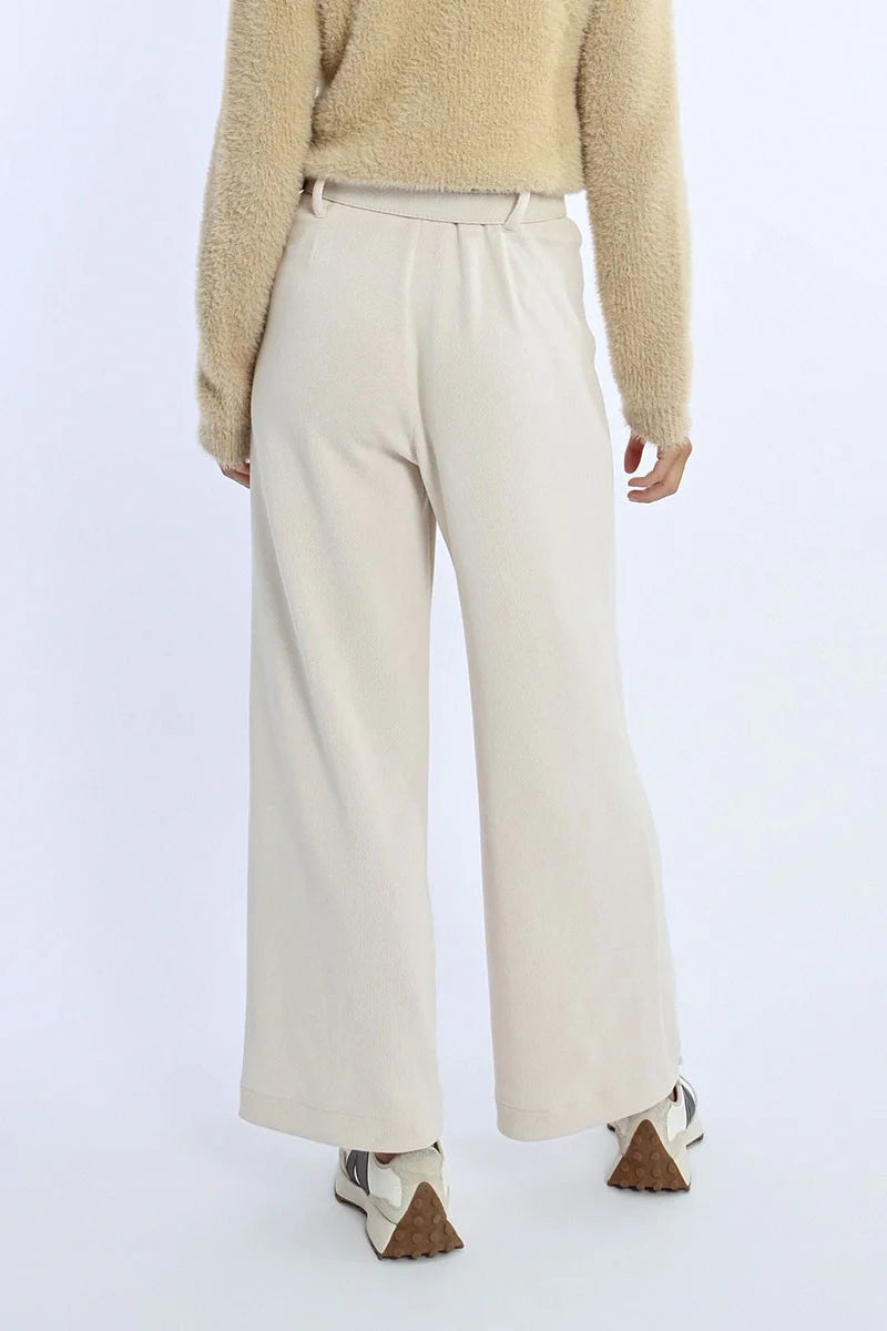 Off White High Waist Wide Leg Pant