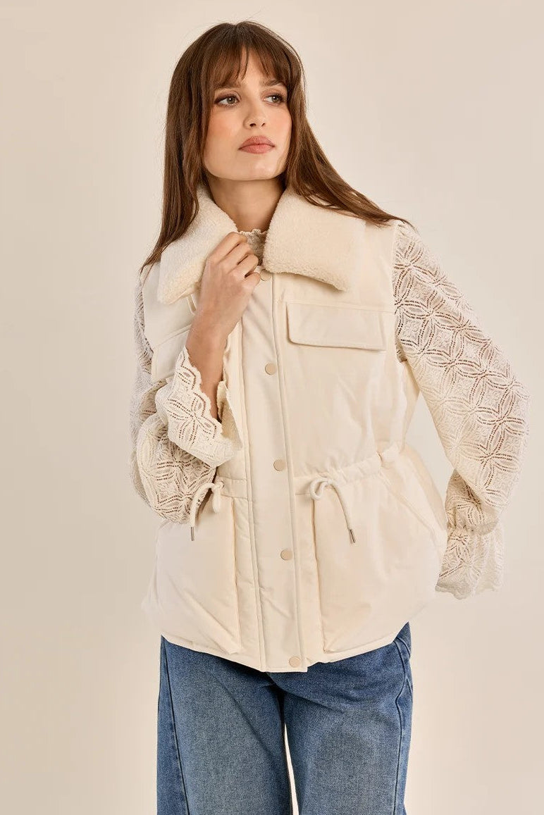 Off White Sleeveless Padded Jacket