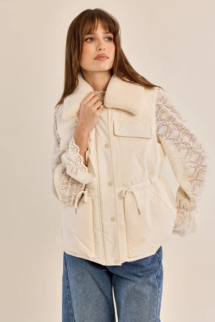 Off White Sleeveless Padded Jacket