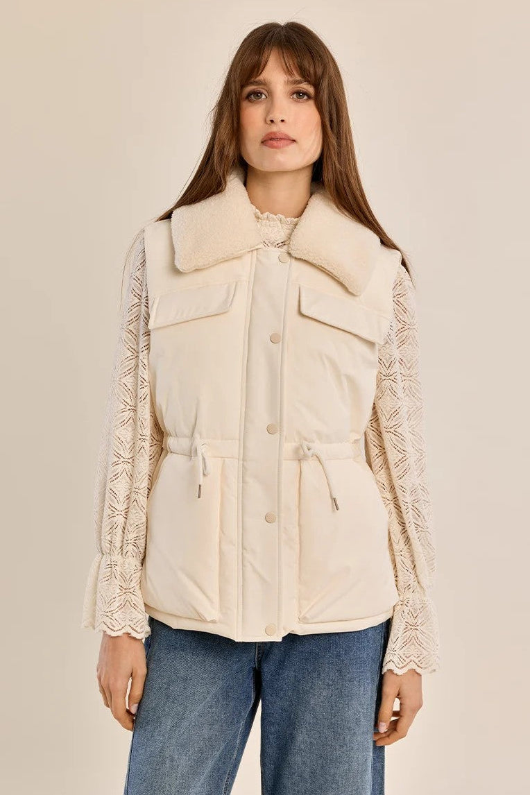 Off White Sleeveless Padded Jacket