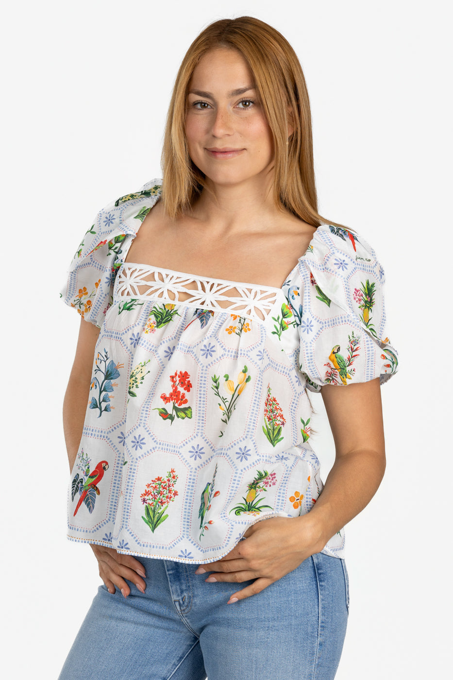 Off White Tropical Porcelain Blouse