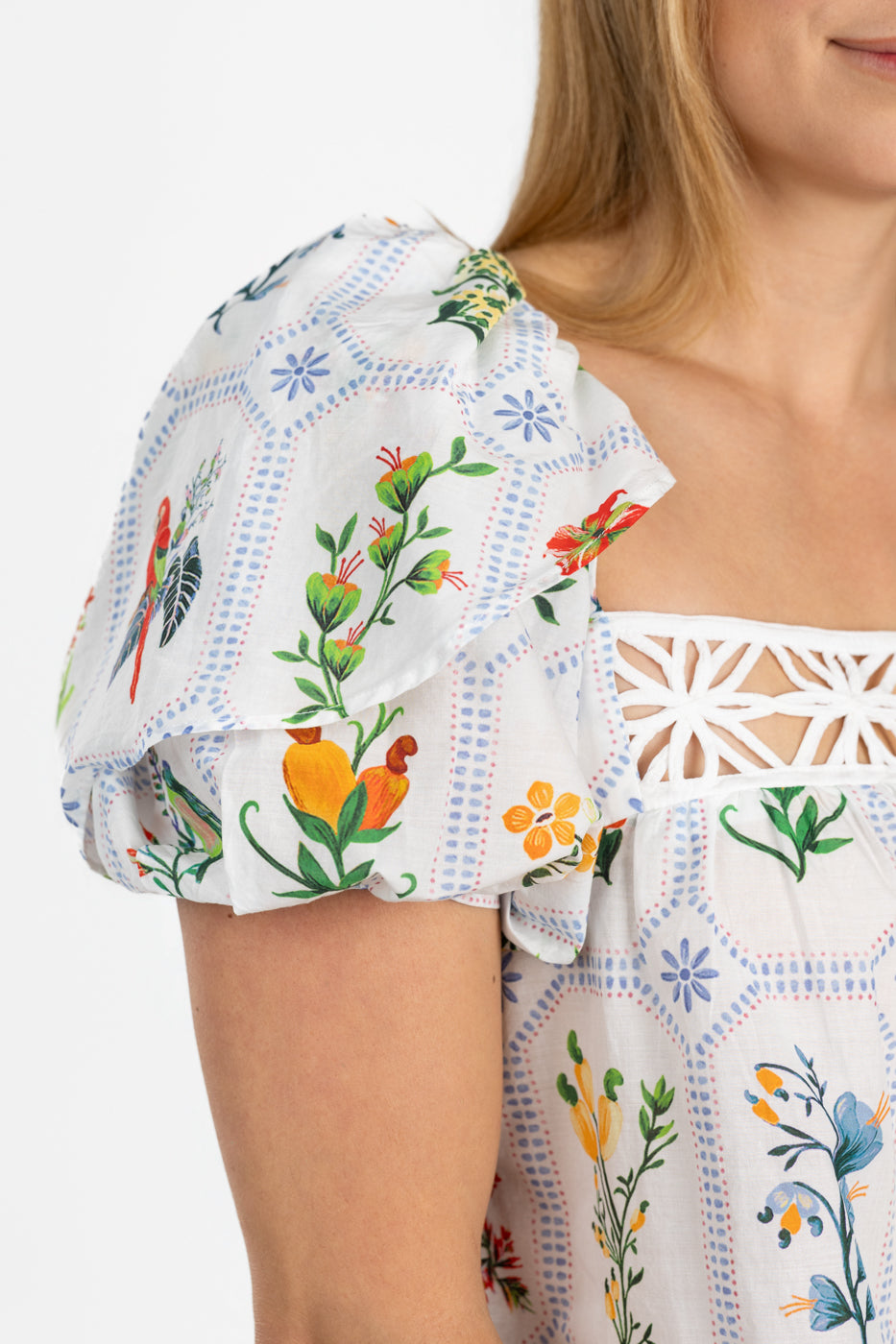 Off White Tropical Porcelain Blouse