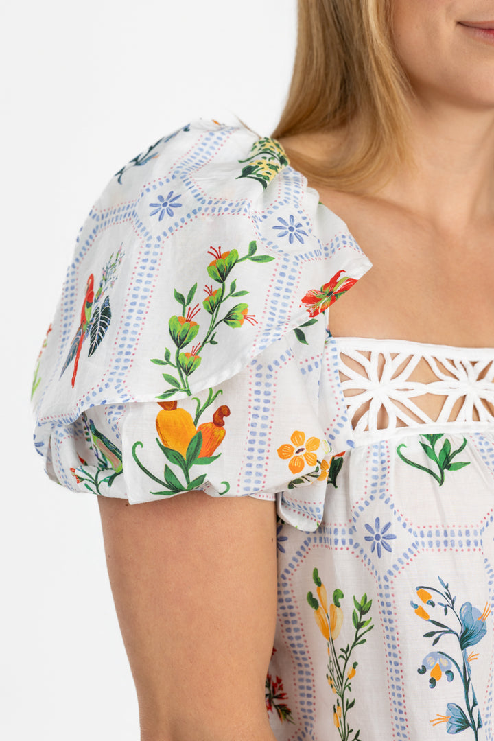Off White Tropical Porcelain Blouse