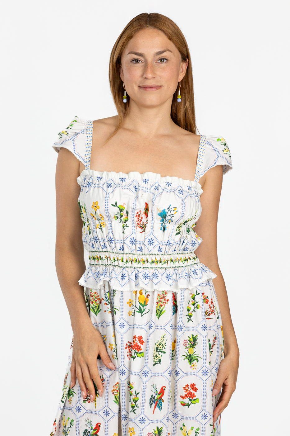 Off White Tropical Porcelain Maxi Dress