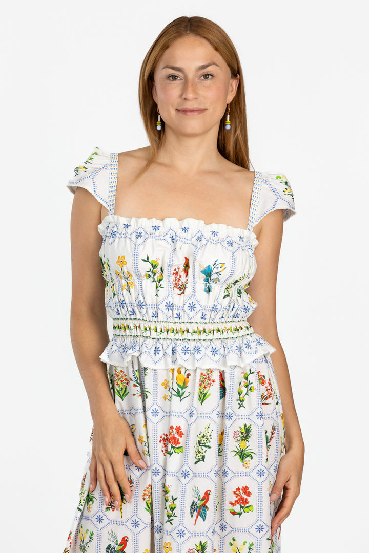 Off White Tropical Porcelain Maxi Dress