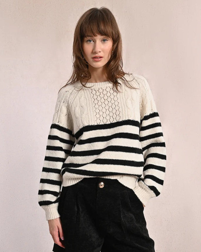 Off White Black Stripe Sweater
