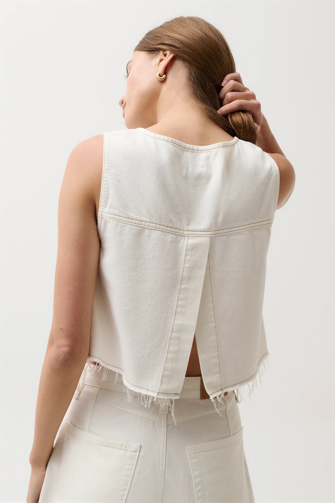 Off White Cropped Rue Top