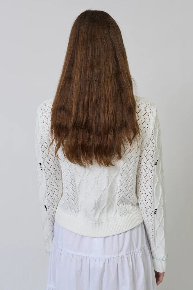Off White Multi Embroidered Jaden Cardigan