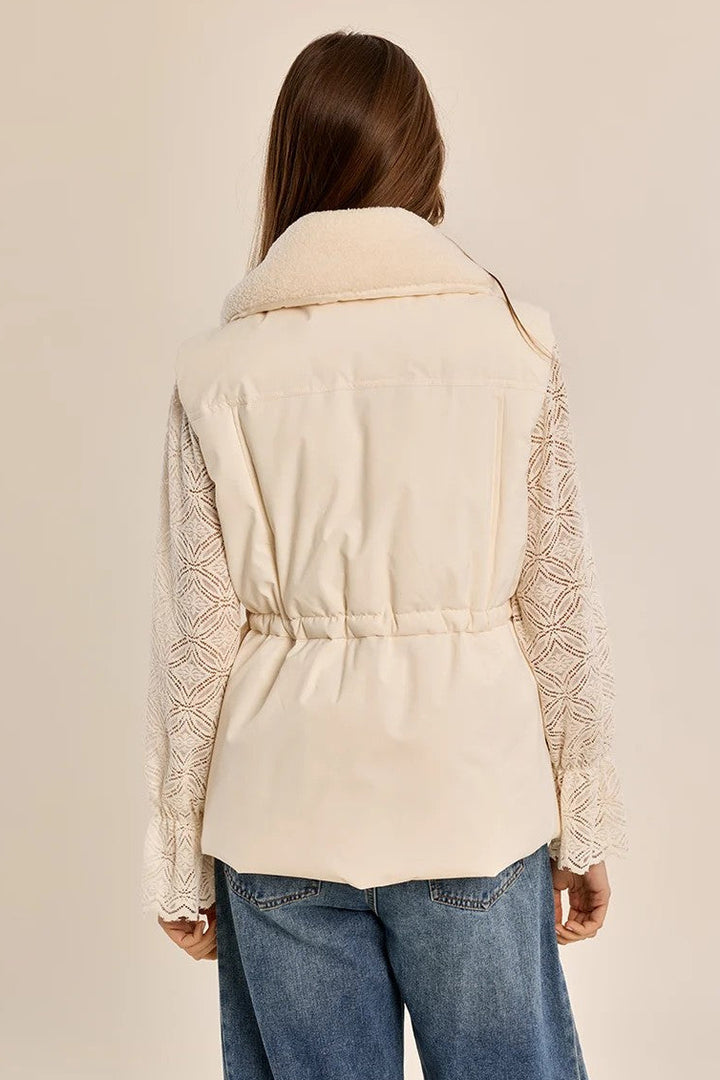 Off White Sleeveless Padded Jacket