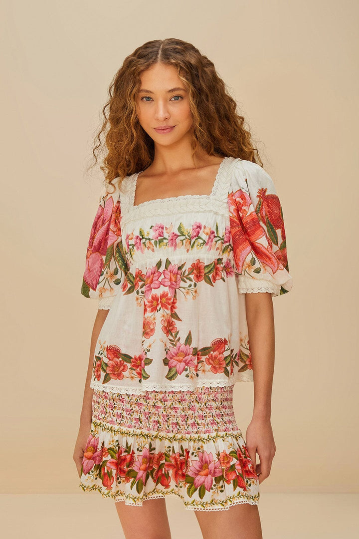 Off White Summer Fruit Mini Skirt
