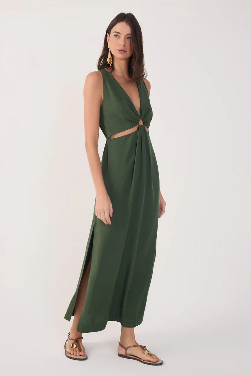 Olive Green Cutout Maxi Dress