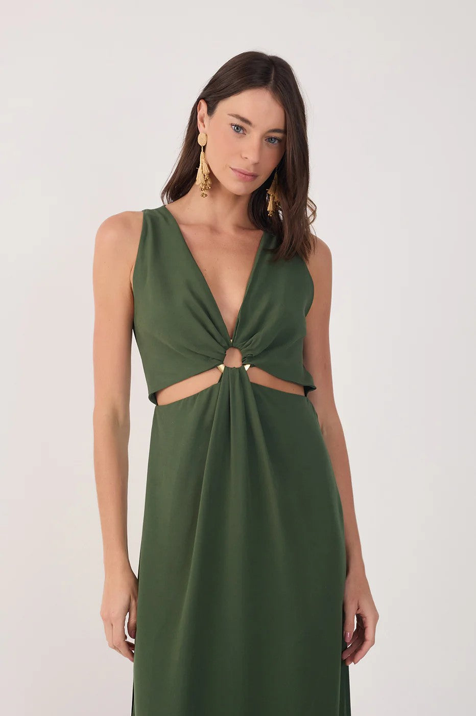 Olive Green Cutout Maxi Dress