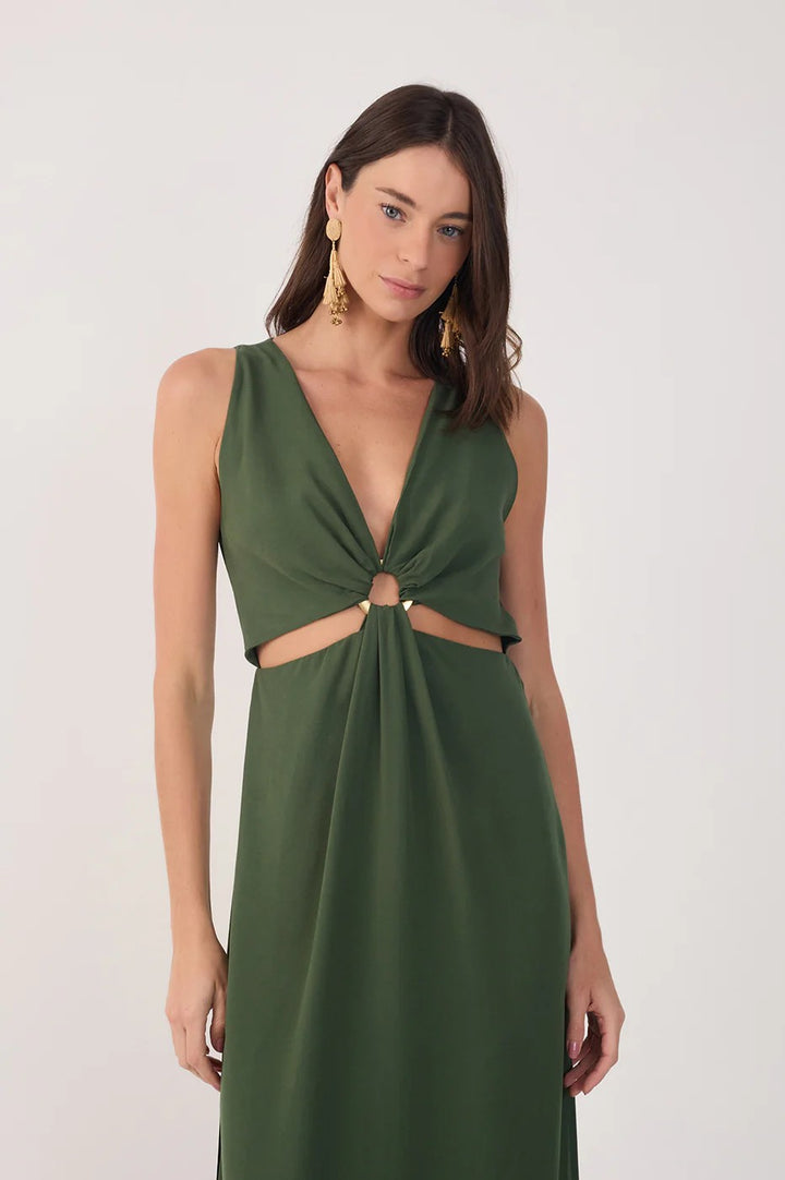 Olive Green Cutout Maxi Dress