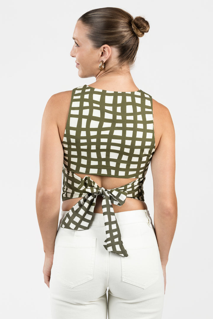Olive Green Off White Vest