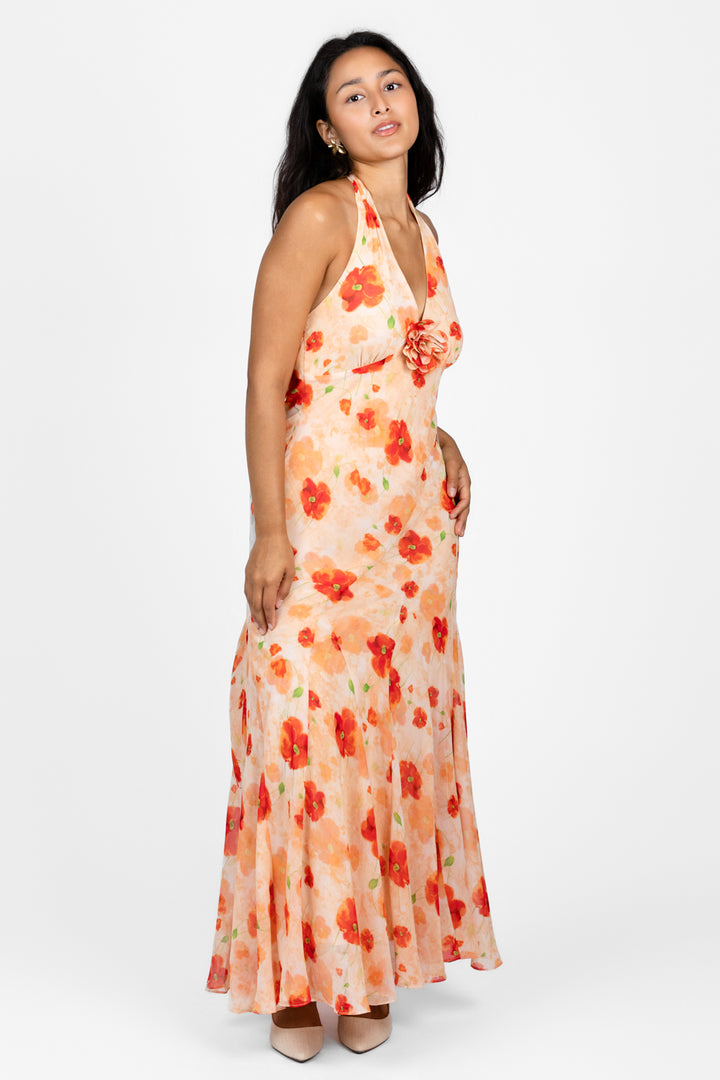 Orange Floral Yasmeen Dress