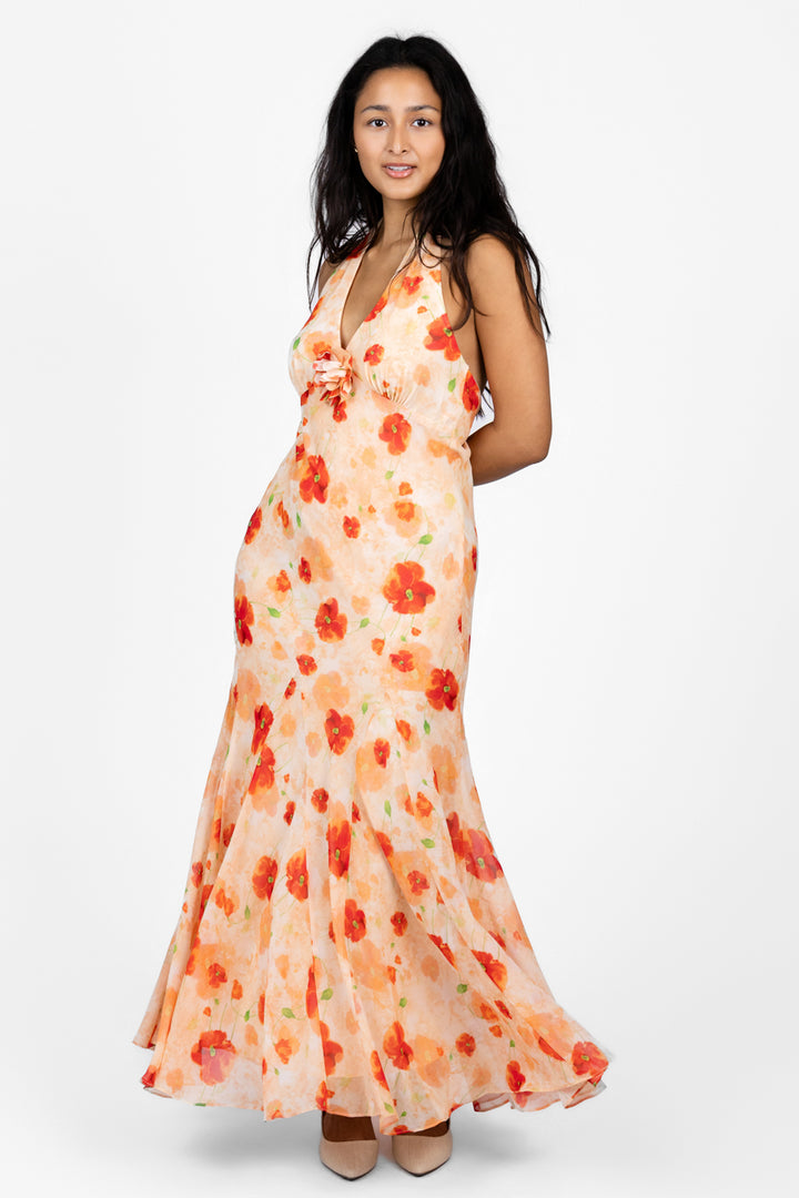 Orange Floral Yasmeen Dress