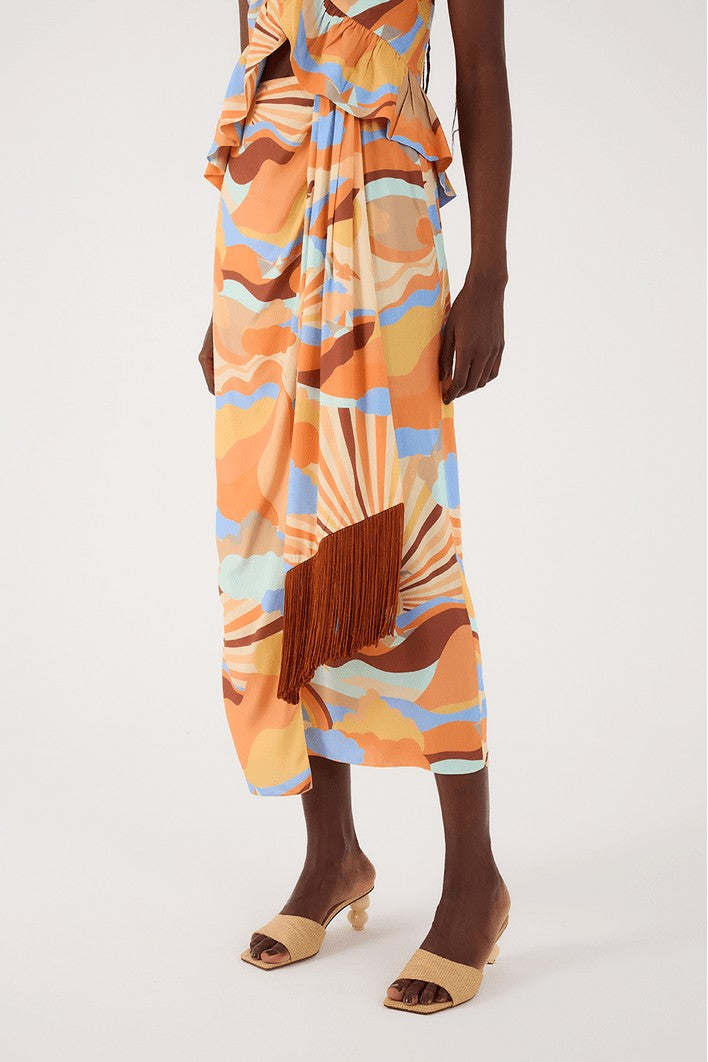 Orange Multi Wrap Midi Skirt