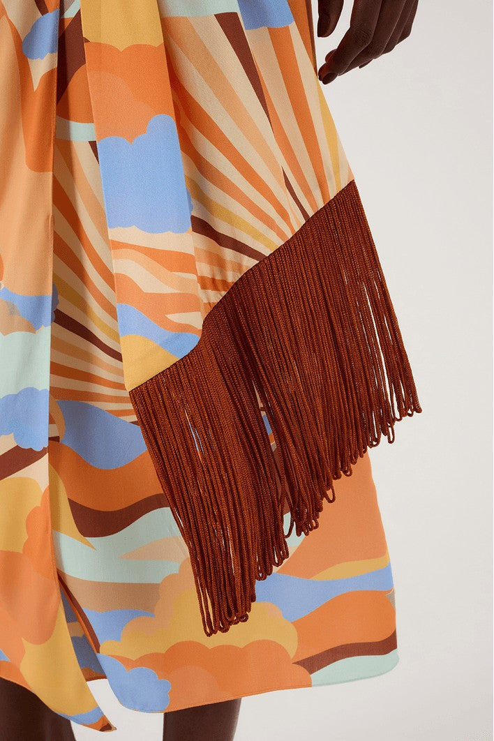 Orange Multi Wrap Midi Skirt