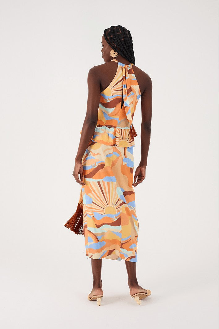 Orange Multi Wrap Midi Skirt