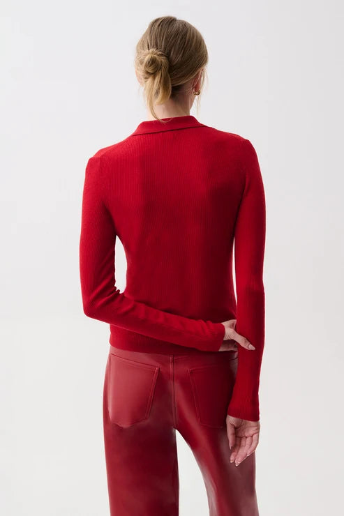 Savvy Red Elise Polo Henley
