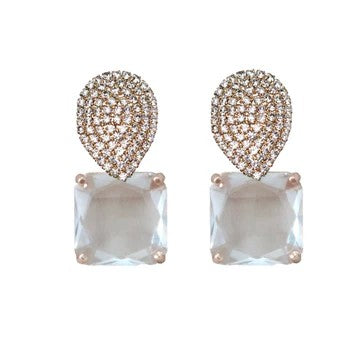Clear Crystal Retro Pave Drop Earrings