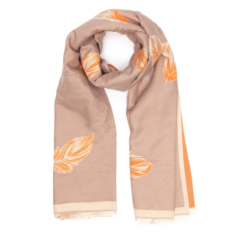 Peach And Sand Feather Winter Scarf