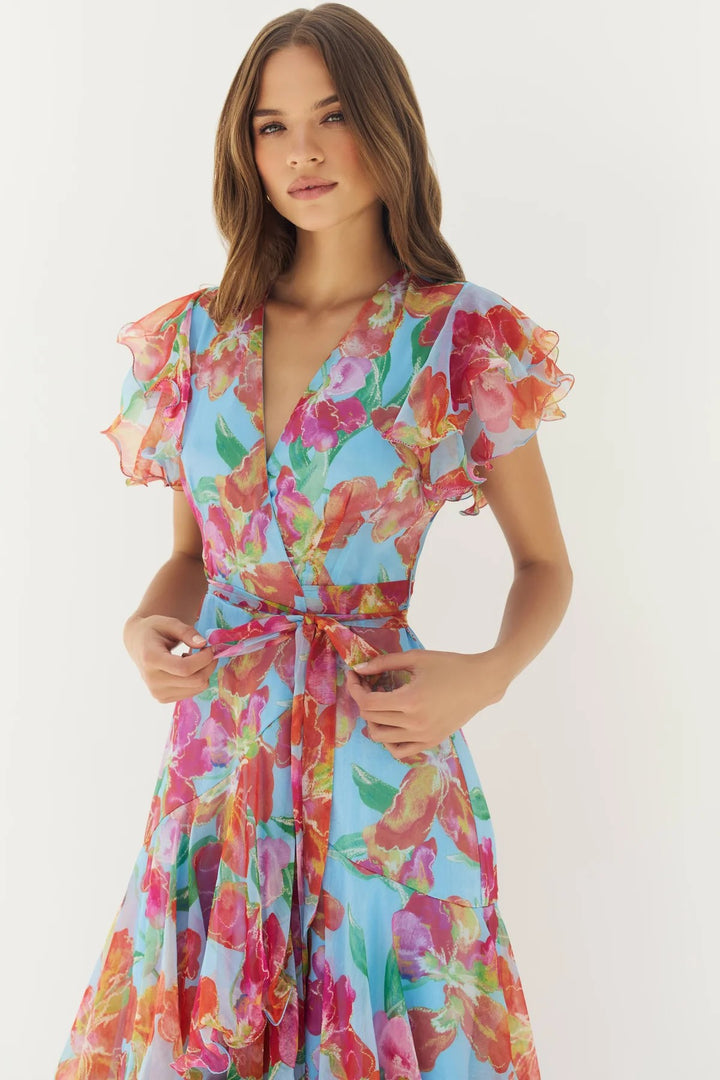 Periwinkle Multi Orchids Samara Dress