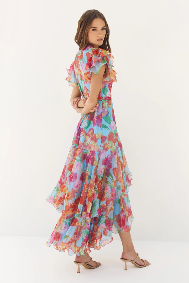 Periwinkle Multi Orchids Samara Dress