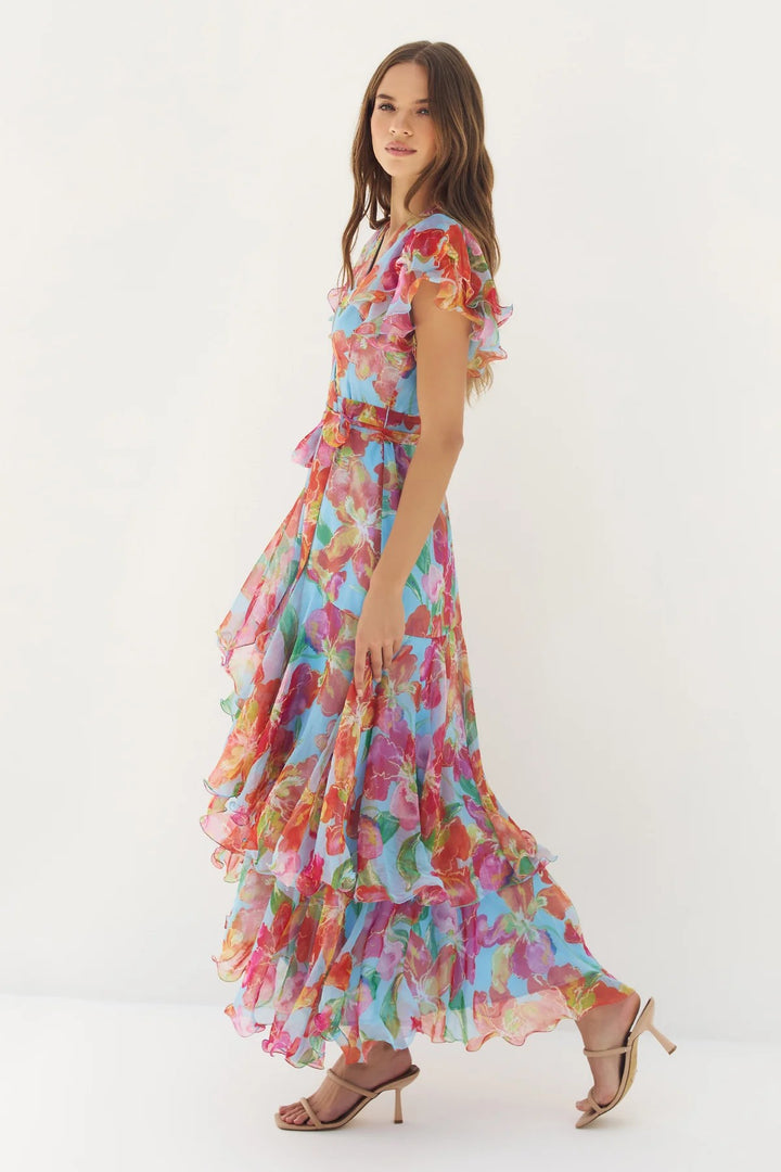 Periwinkle Multi Orchids Samara Dress