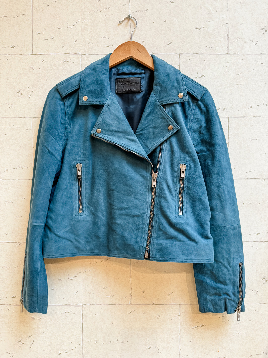 Petrol Blue Goat Suede Jacket