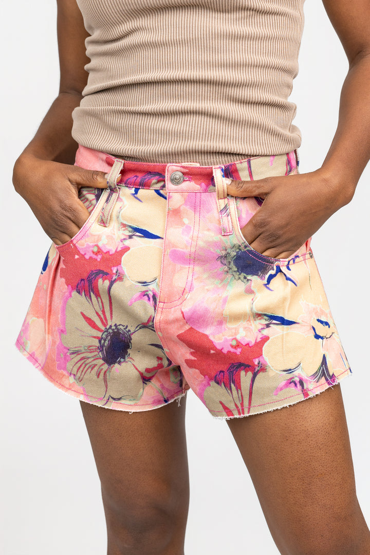 Pink Floral Dahlia Short